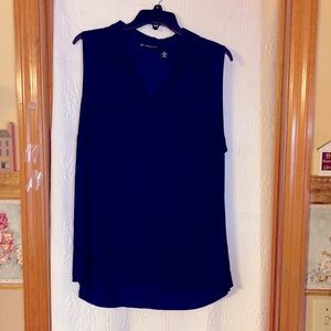 Inc Navy sleeveless 2 pocket breasted blouse with colar